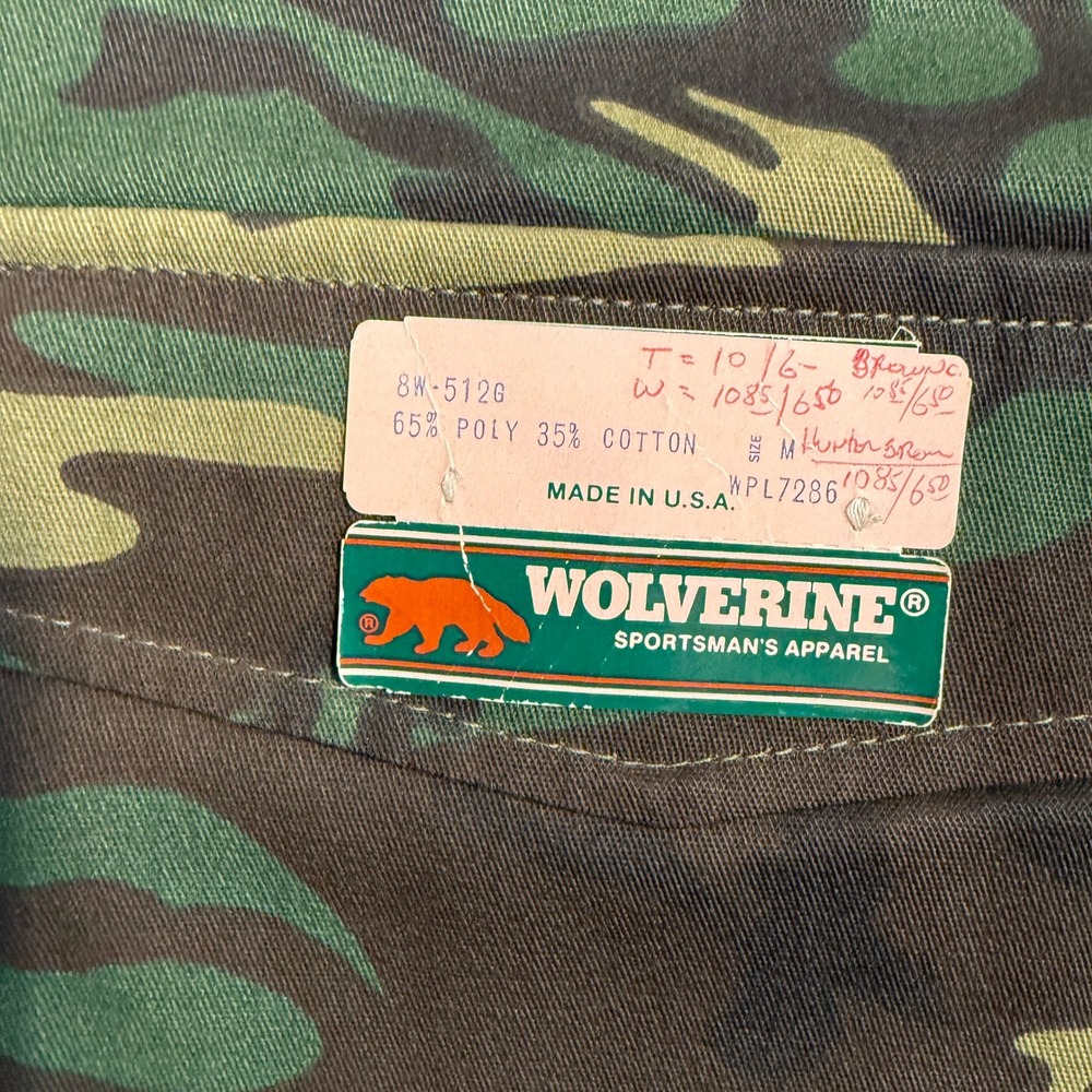 Vintage NWT Wolverine Camo Hunting Vest Mens Medium USA Made Game Bag Woodland - Picture 2 of 7